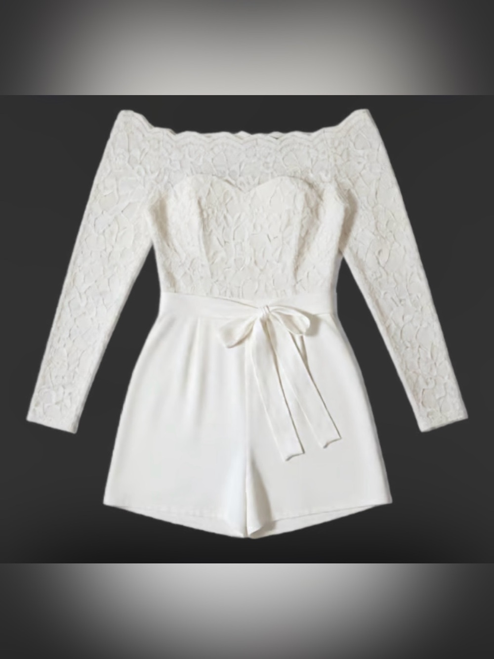 Nana Macs White Lace Long Sleeve Romper Bridal Engagement Size Small